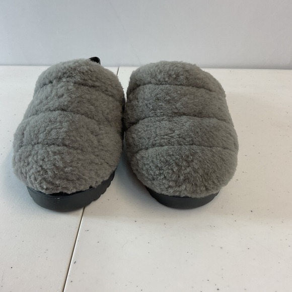 UGG 1121751 Super Fluff Grey‎ Shearling Slingback Slippers Shoes Womens Size 9 - Picture 4 of 10